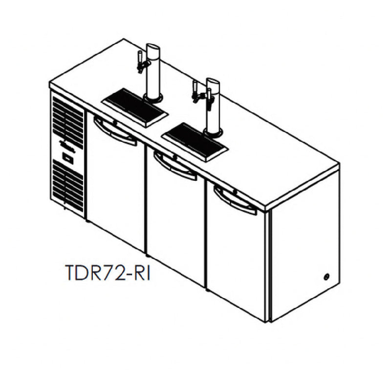 True Refrigeration TDR72-RI Refrigerated Draft Bar Cooler Three-section 72