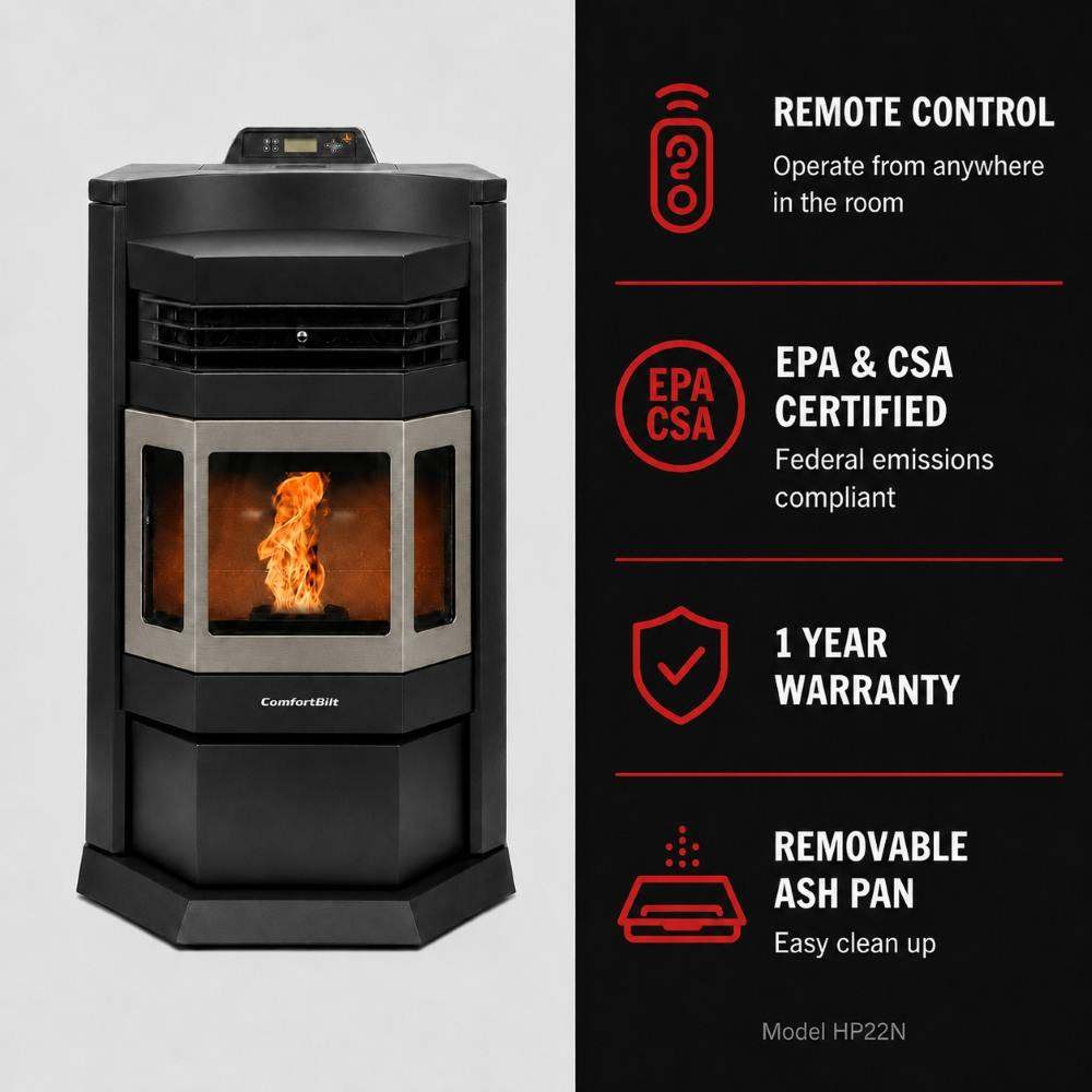 ComfortBilt HP22-N 24" Wood Pellet Stove with Stainless Steel Trim