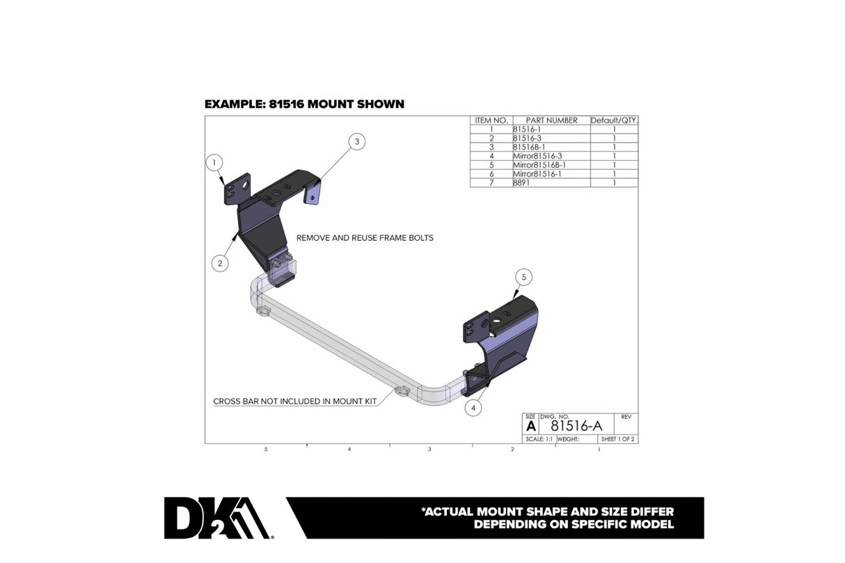 Detail K2 SnowBear Custom Mount Kit: Chrysler Dodge Ram 1500 (94-01) and Chrysler Dodge Ram 2500 (94-02) - 397-003