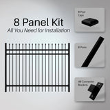 Aleko Commercial Grade Steel Fence Kit – Brussels Style – 8 Panels (8x6 ft.)