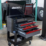 Boxo Pro Series | 28" 3-Drawer Flip-Top Service Cart with Quick Service Master Tool Set