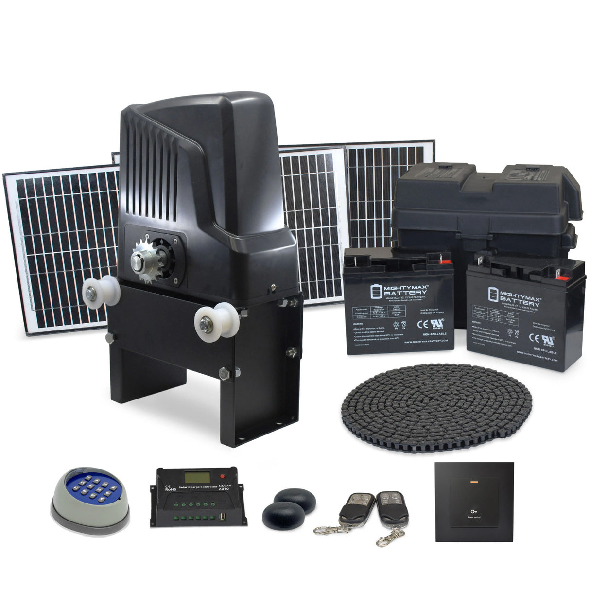 Aleko Chain-Driven Sliding Gate Opener – AC1100 60W Solar Kit