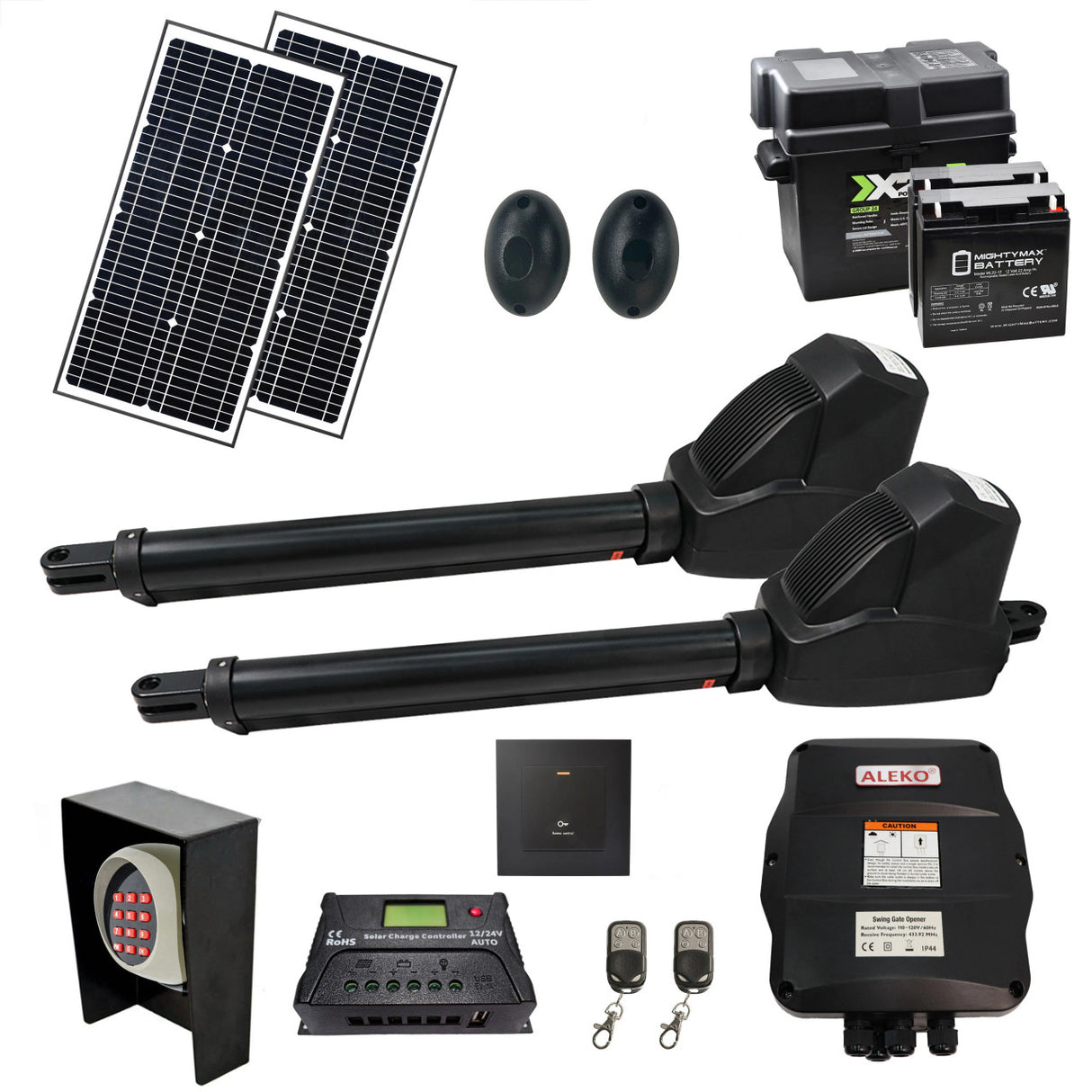 Aleko Dual Swing Gate Operator - AS1200 AC/DC - Solar Kit 60W
