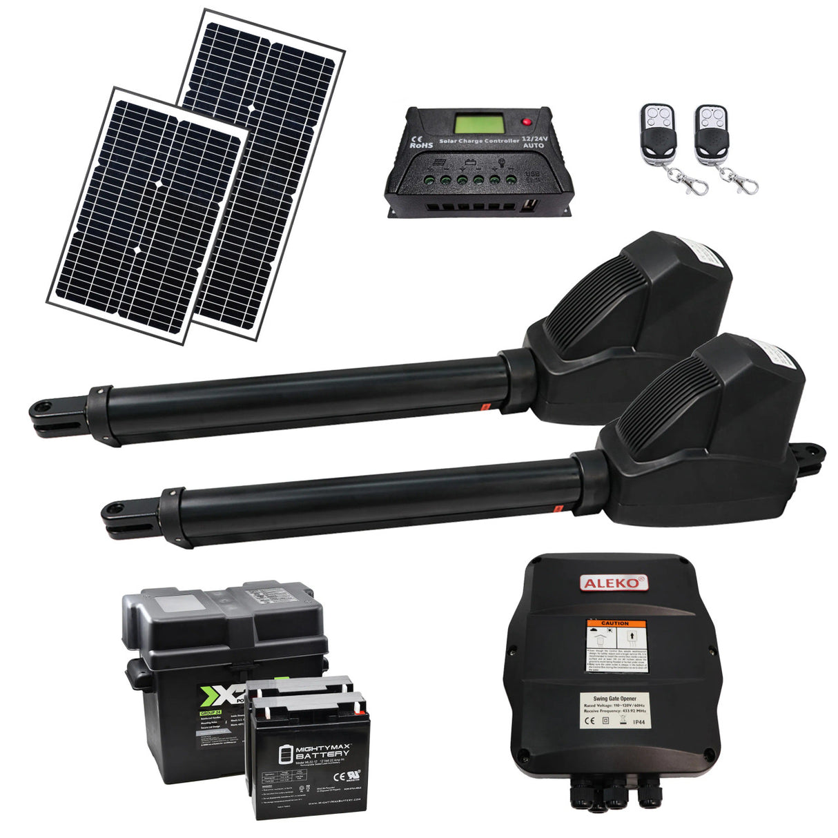 Aleko Dual Swing Gate Operator - AS1200 AC/DC - Solar Kit 50W