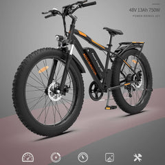 Aostirmotor S07-B Fat Tire Mountain Electric Bike 750W 48V - Black