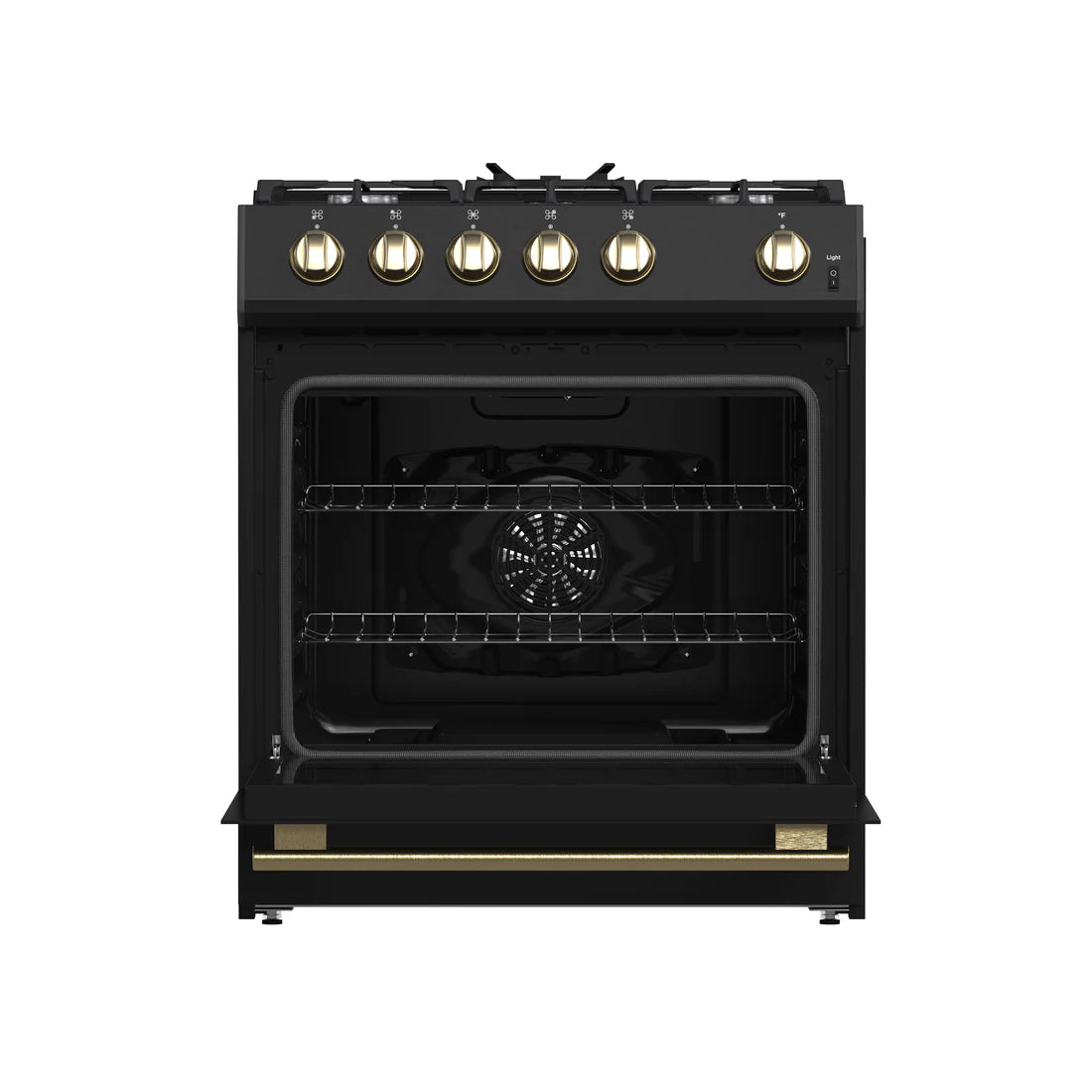 FORNO Espresso Leonardo 30" 5 cu. ft. Gas Range in Black with Silver Handles, FFSGS1116-30BLK