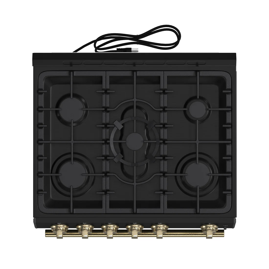 FORNO Espresso Leonardo 30" 5 cu. ft. Gas Range in Black with Silver Handles, FFSGS1116-30BLK