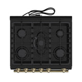 FORNO Espresso Leonardo 30" 5 cu. ft. Gas Range in Black with Silver Handles, FFSGS1116-30BLK