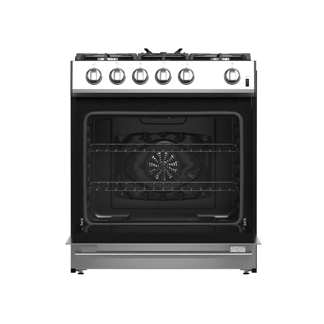 FORNO Espresso Leonardo 30" 5 cu. ft. Gas Range in Stainless Steel with Silver Handles, FFSGS1116-30