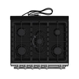 FORNO Espresso Leonardo 30" 5 cu. ft. Gas Range in Stainless Steel with Silver Handles, FFSGS1116-30