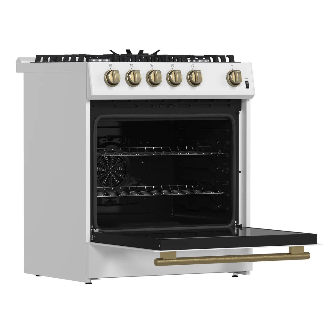 FORNO Espresso Leonardo 30" 5 cu. ft. Gas Range in White with Silver Handles, FFSGS1116-30WHT