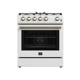 FORNO Espresso Leonardo 30" 5 cu. ft. Gas Range in White with Silver Handles, FFSGS1116-30WHT