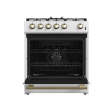 FORNO Espresso Leonardo 30" 5 cu. ft. Gas Range in White with Silver Handles, FFSGS1116-30WHT