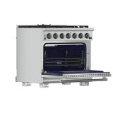 FORNO Capriasca 36" 5.36 cu. ft. Gas Range with 6 Italian Burners in Stainless Steel, FFSGS6260-36