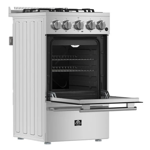 FORNO Lamazze 20" 2.05 cu. ft. Freestanding Gas Range with 4 Sealed Burners in Stainless Steel, FFSGS6265-20