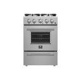 FORNO Breno 24" 2.3 cu. ft. Freestanding Gas Range with 4 Sealed Burners in Stainless Steel, FFSGS6272-24
