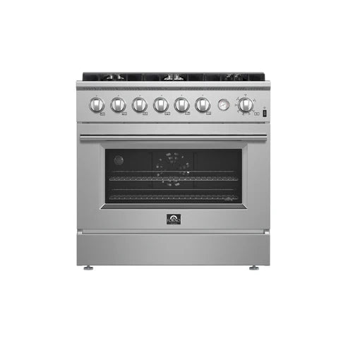 FORNO Marco 36" 5.36 cu.ft. Gas Range with 6 Burners and Built-In Temperature Gauge, FFSGS6277-36