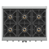 FORNO Capriasca 36" 5.36 cu. ft. Professional Gas Range with French Door and 6 Sealed Burners, FFSGS6460-36