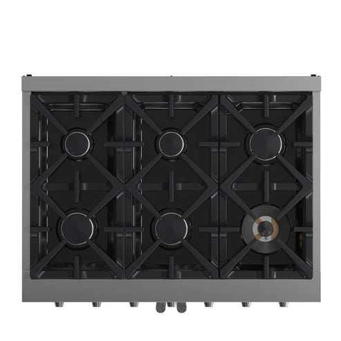 FORNO Massimo 36" 5.36 cu. ft. Freestanding French Door Gas Range with 6 Burners, FFSGS6439-36