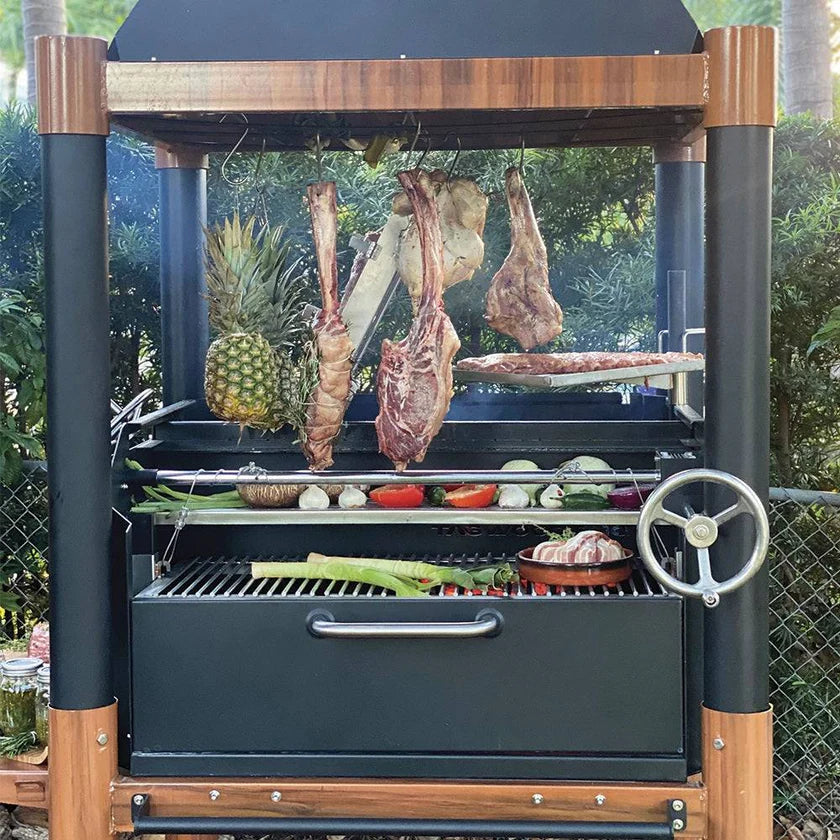 Argentine Charcoal Grill with Firebox Adjustable Grates Fire bricks and 6 Grilling Surfaces Tagwood BBQ02SI - PRE-ORDER