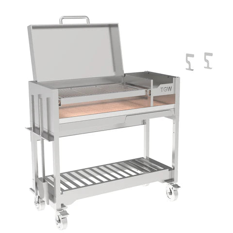 Argentinian Freestanding Charcoal Grill Tagwood BBQ18SS 304 SS with Shovel Poker & Heavy-Duty Casters for Mobility - PRE-ORDER