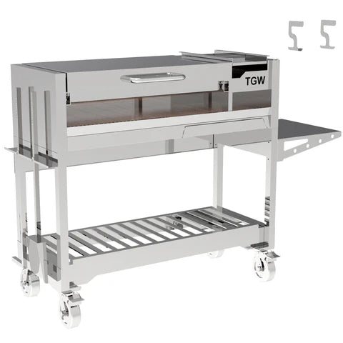 Argentinian Freestanding Charcoal Grill Tagwood BBQ18SS 304 SS with Shovel Poker & Heavy-Duty Casters for Mobility - PRE-ORDER