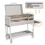 Argentinian Freestanding Charcoal Grill Tagwood BBQ18SS 304 SS with Shovel Poker & Heavy-Duty Casters for Mobility - PRE-ORDER