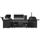FORNO All’Aperto Outdoor Kitchen Set - 99,600 BTU Gas Grill with 5 Burners + Side Burner, Gas Pizza Oven, Sink Module/Beverage Center with Black Sintered Stone Countertop