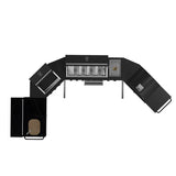 FORNO All’Aperto Outdoor Kitchen Set - 99,600 BTU Gas Grill with 5 Burners + Side Burner, Gas Pizza Oven, Sink Module/Beverage Center with Black Sintered Stone Countertop