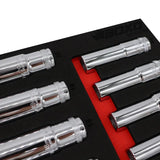Boxo 16-Piece 1/2" Drive Metric 6-Point Deep Socket Set | 1/3 Drawer EVA Foam