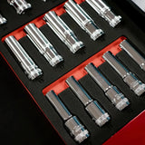 Boxo 16-Piece 1/2" Drive Metric 6-Point Deep Socket Set | 1/3 Drawer EVA Foam