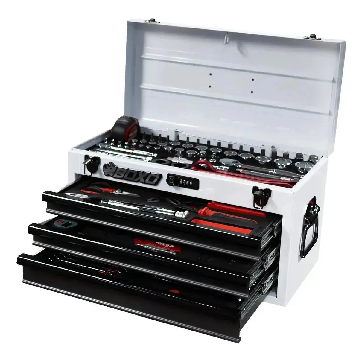Boxo MotoBox | 103-Piece Metric Motorcycle 3-Drawer Hand Carry Tool Box