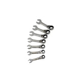 Boxo 7-Piece Stubby SAE Reversible Ratcheting Combo Wrench Set | 1/9th EVA Foam