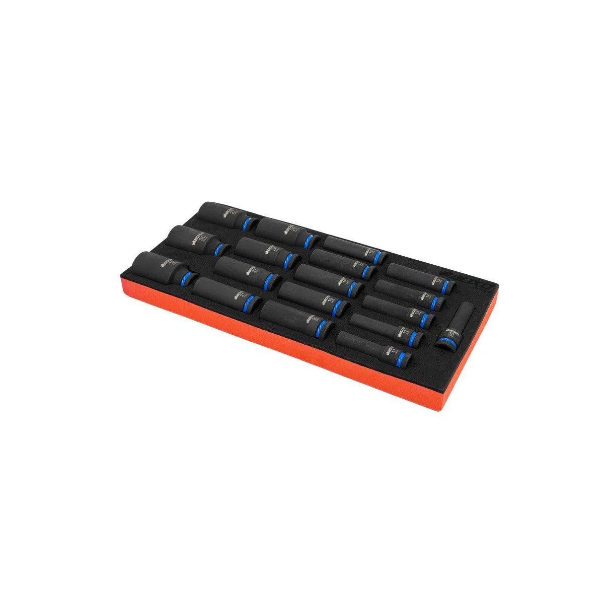 Boxo 18-Piece 1/2" Drive Metric 6-Point Deep Impact Socket Set | 1/3rd EVA Foam