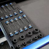 Boxo 28-Piece 1/2" Drive Impact E-Torx, Torx, and Hex Socket Set | 1/3 Drawer EVA Foam