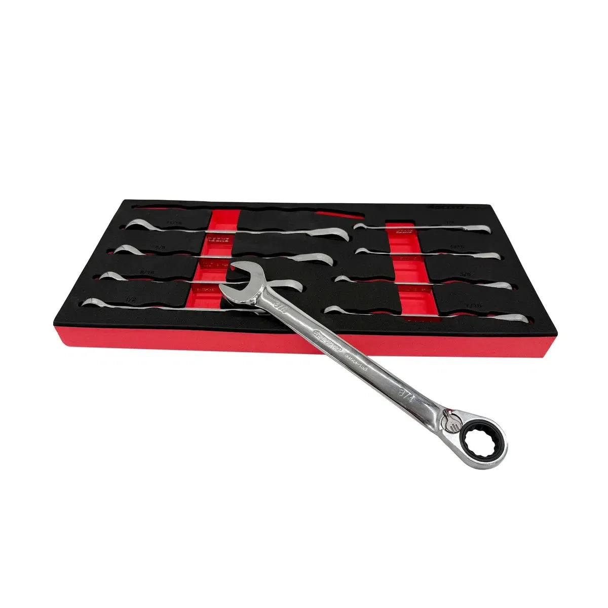Boxo 9-Piece SAE Reversible Ratcheting Wrench Set | 1/3rd EVA Foam