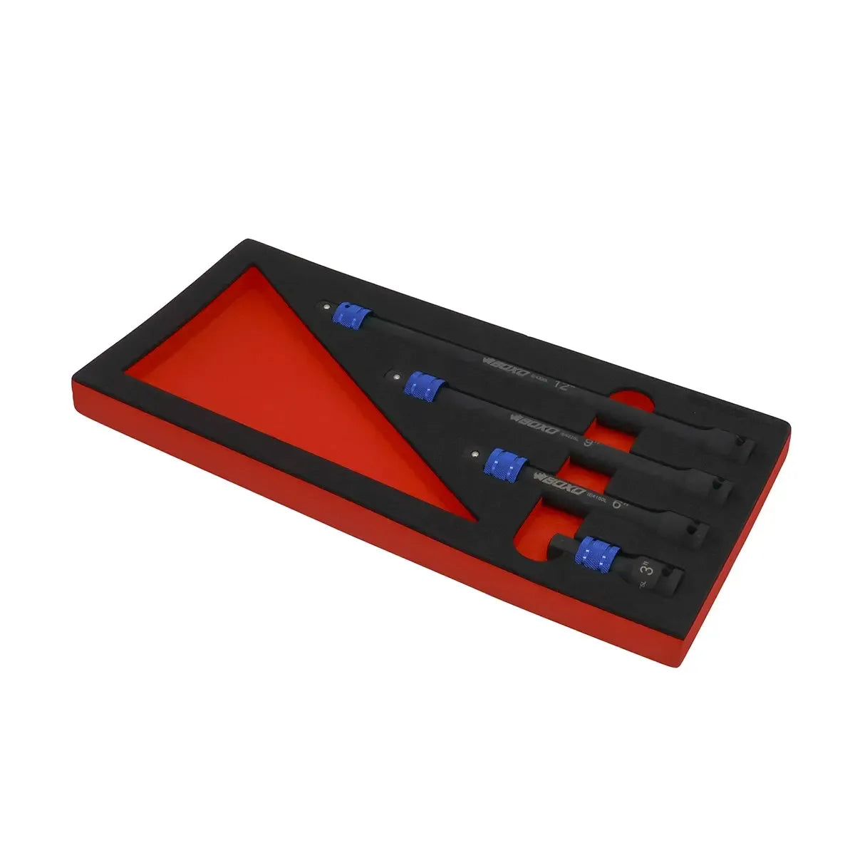 Boxo 4-Piece ½” Drive Quick Release Impact Extension Set | 1/3 Drawer EVA Foam