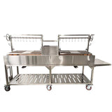 Open Fire Grill Tagwood BBQ24SS Double Argentine Santa Maria Grill 304 SS - Shared firebox - Height-adjustable grates - Interchangeable griddle -Meat hooks - Foldable side table and 6 heavy-duty swivel casters - PRE-ORDER