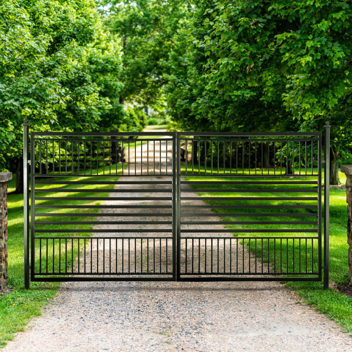 Aleko Steel Dual Swing Driveway Gate - Barcelona Style - 16 x 6 Feet