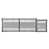 Aleko Steel Dual Swing Driveway Gate with Pedestrian Gate – Barcelona Style - 18 ft.