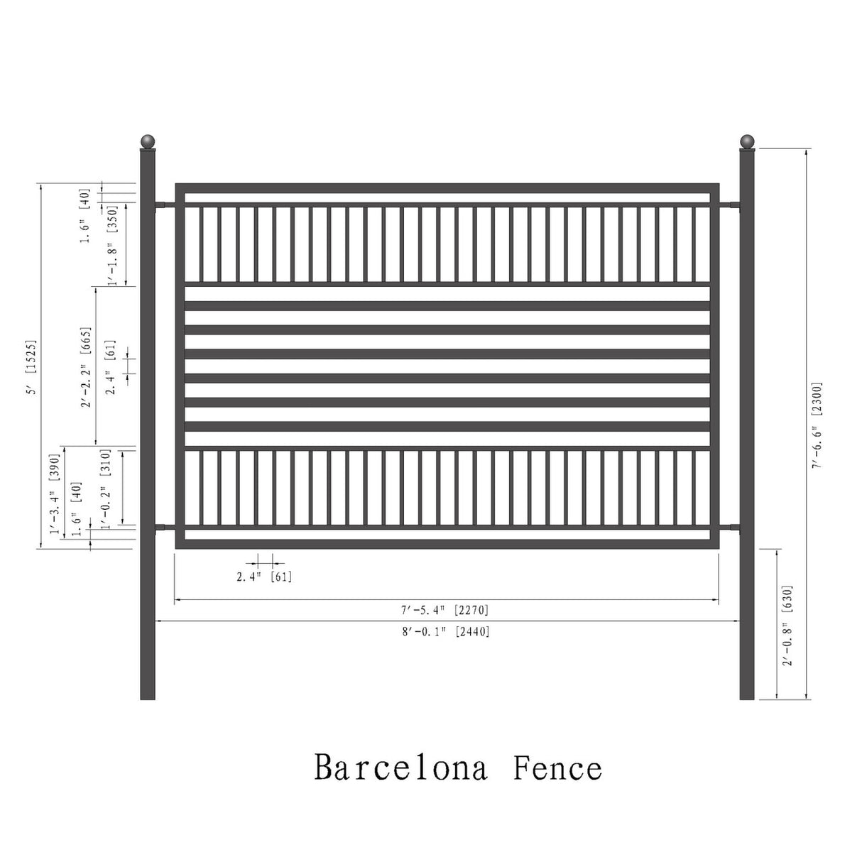 Aleko Steel Fence – Barcelona Style – 8x5 ft.