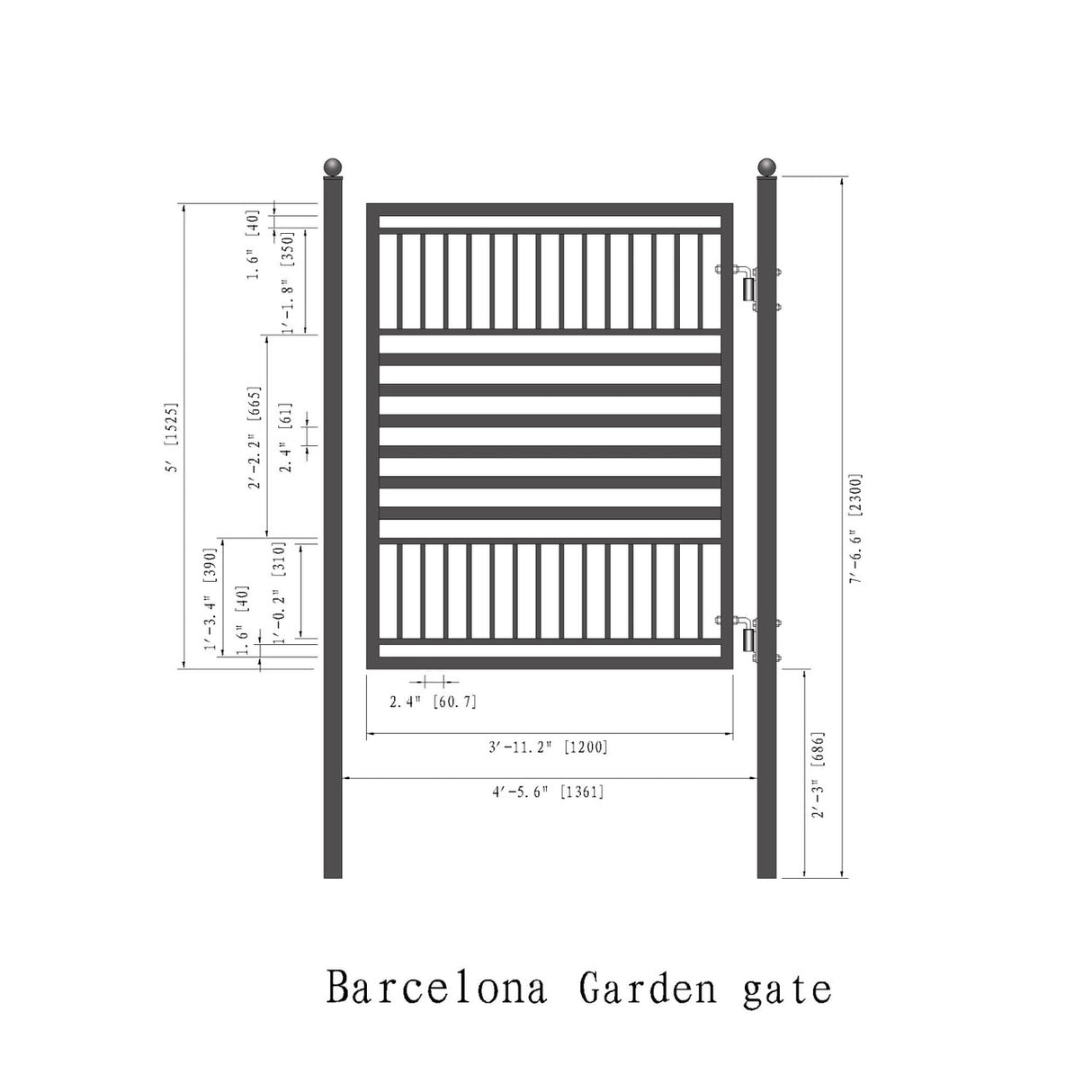 Aleko Steel Pedestrian Gate - Barcelona Style - 5 ft.