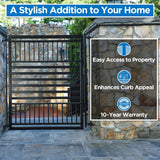 Aleko Steel Dual Swing Driveway Gate with Pedestrian Gate – Barcelona Style - 12 ft.