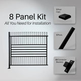Aleko Commercial Grade 8-Panel Galvanized Steel Fence Kit - Berlin – 8x6 ft. (each)