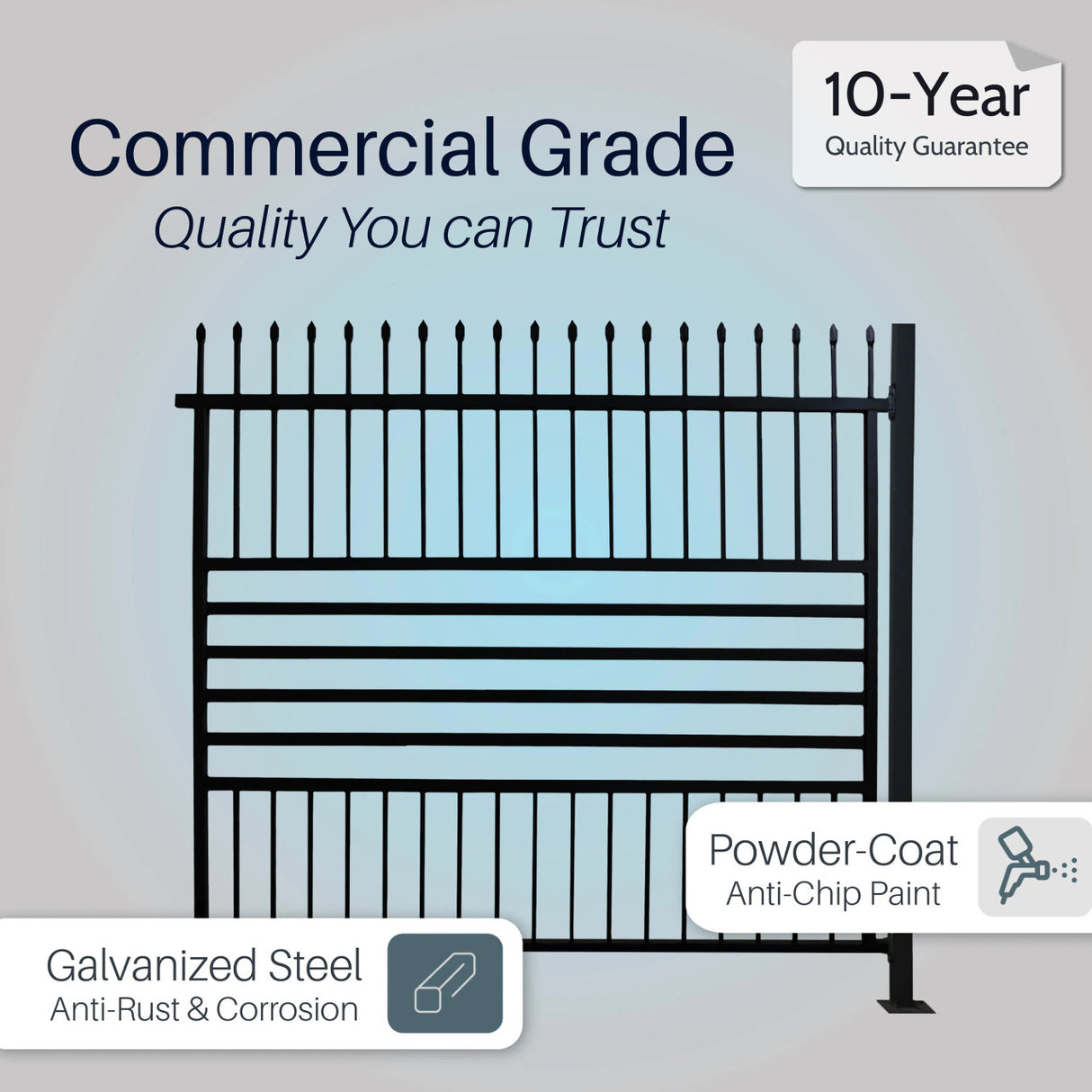 Aleko Commercial Grade 8-Panel Galvanized Steel Fence Kit - Berlin – 8x6 ft. (each)