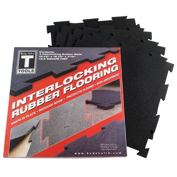 Body-Solid Tools Interlocking Rubber Flooring (Black)