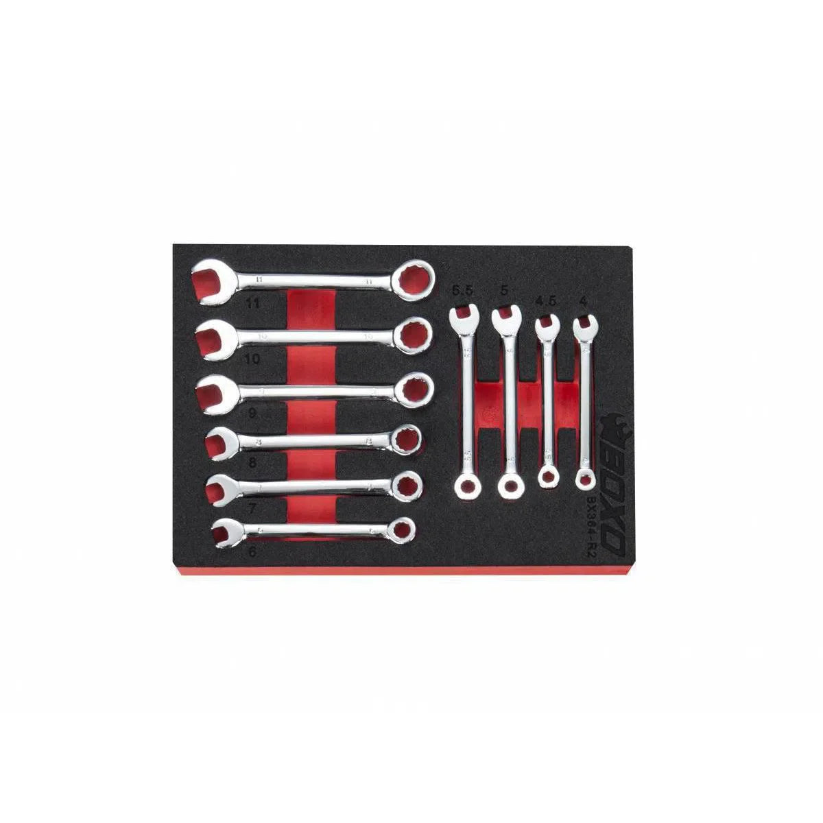 Boxo 10-Piece Metric Mini Open Box End Combination Wrench Set | 1/9 Drawer EVA Foam