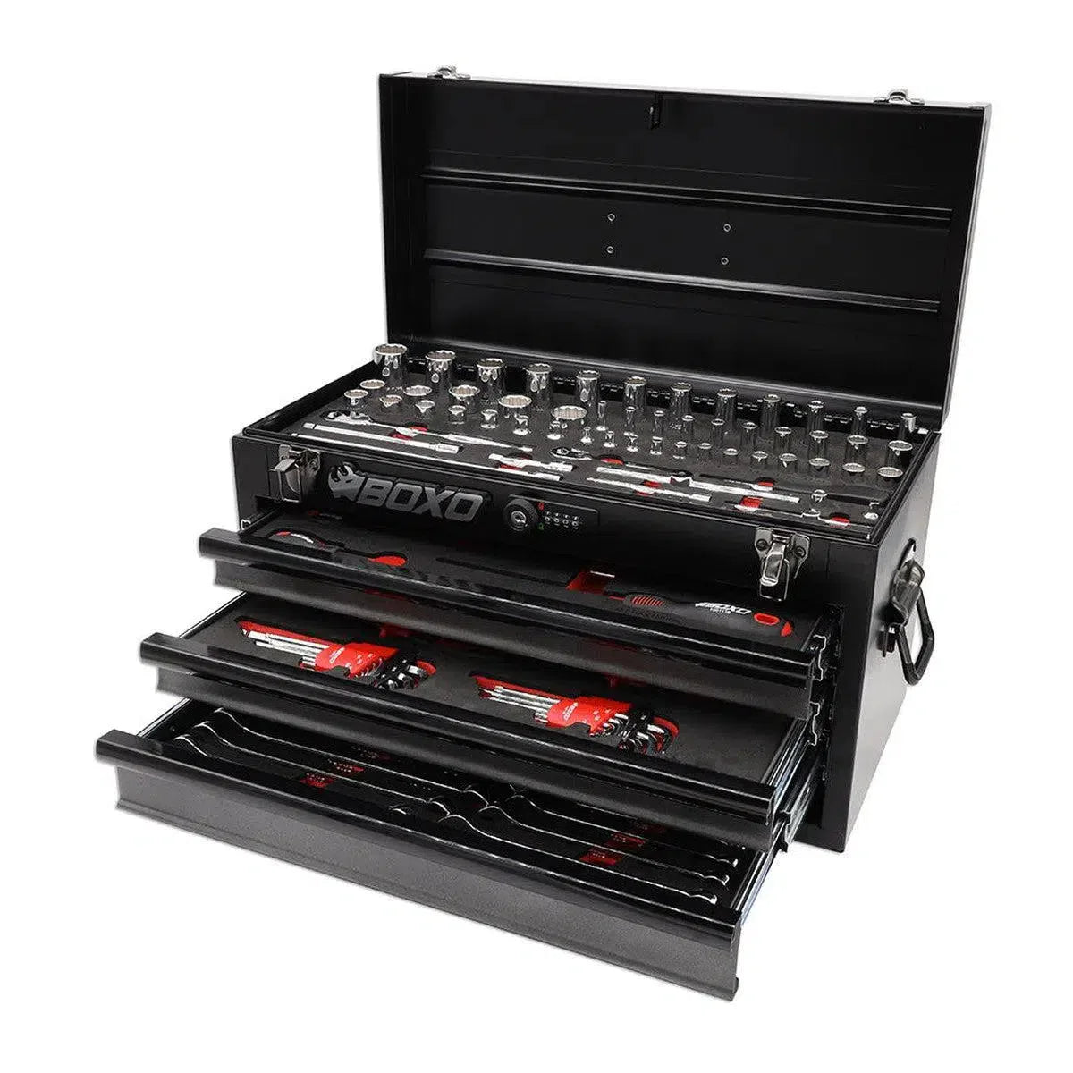 Boxo 117-Piece SAE 3-Drawer Hand Carry Tool Box