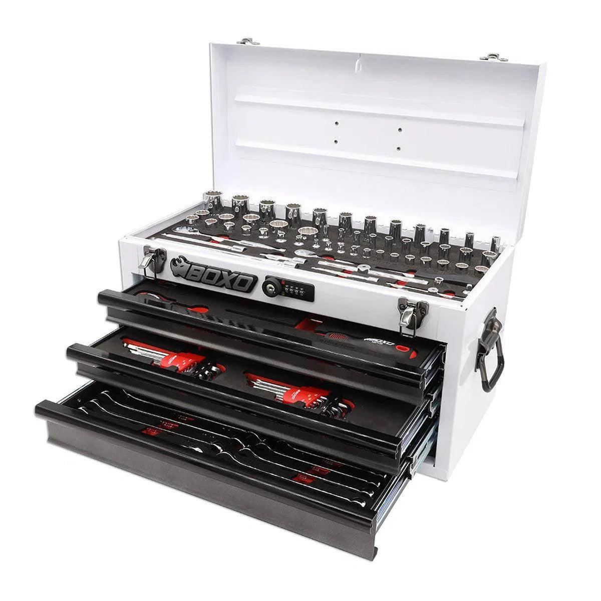 Boxo 117-Piece SAE 3-Drawer Hand Carry Tool Box