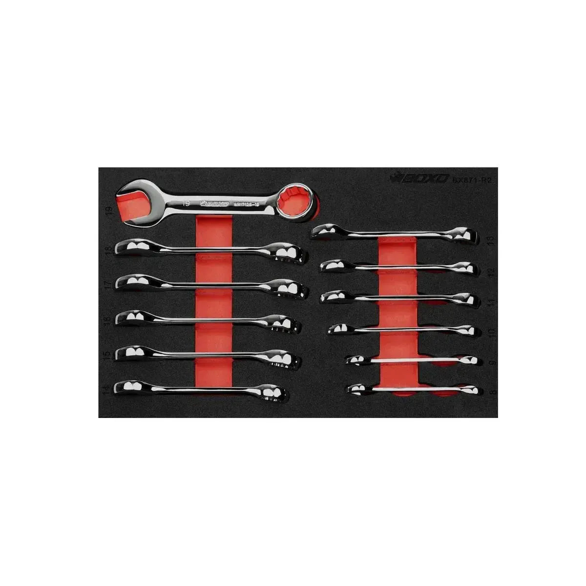 Boxo 12-Piece Metric Stubby Combination Spanner Set | 2/9 Drawer EVA Foam